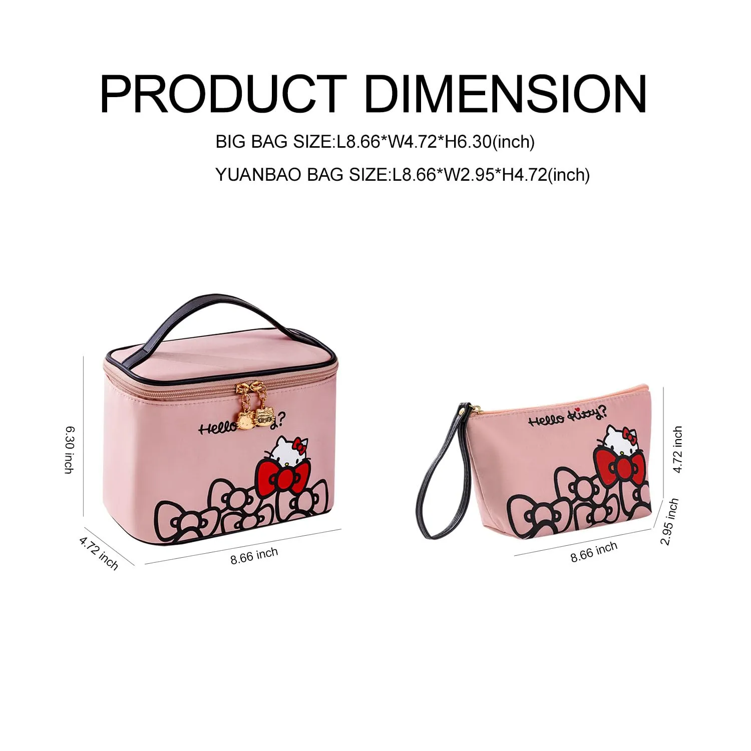 Vimanllie Travel Makeup Bag Large Cosmetic Bags with Brush Holder, Pink Waterproof 2PCS Portable Cosmetic Case for Women, Toiletry Bag for Skincare & Beauty Tools for Her