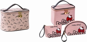 Vimanllie Travel Makeup Bag Large Cosmetic Bags with Brush Holder, Pink Waterproof 3PCS Portable Cosmetic Case for Women, Toiletry Bag for Skincare & Beauty Tools for Her
