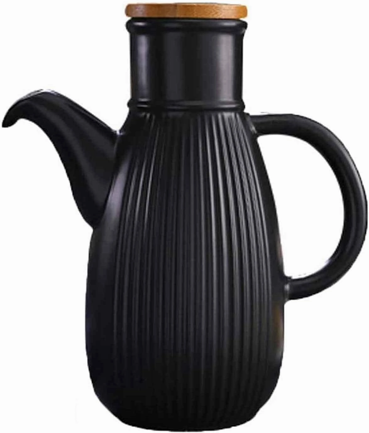 Vinegar Bottle Anti-Leakage, Handcrafted Ceramic Olive Oil Or Vinegar Bottle Dispenser 450ML, Condiment Dispenser, Olive Oil (Color : Gray) (Grey) (Black)