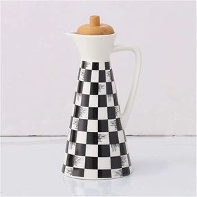 Vinegar Bottle Anti-Leakage, Olive Oil Dispenser Bottle-Home Essentials Ceramic Oil and Vinegar Dispenser Bottles with Cork Stoppers-Oil Bottle (Color : B) (A) (C)