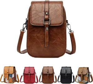 Vintage Crossbody Phone Bag for Women, crossbody bags for women Leather Shoulder Purse and Handbag with Earphone Hole