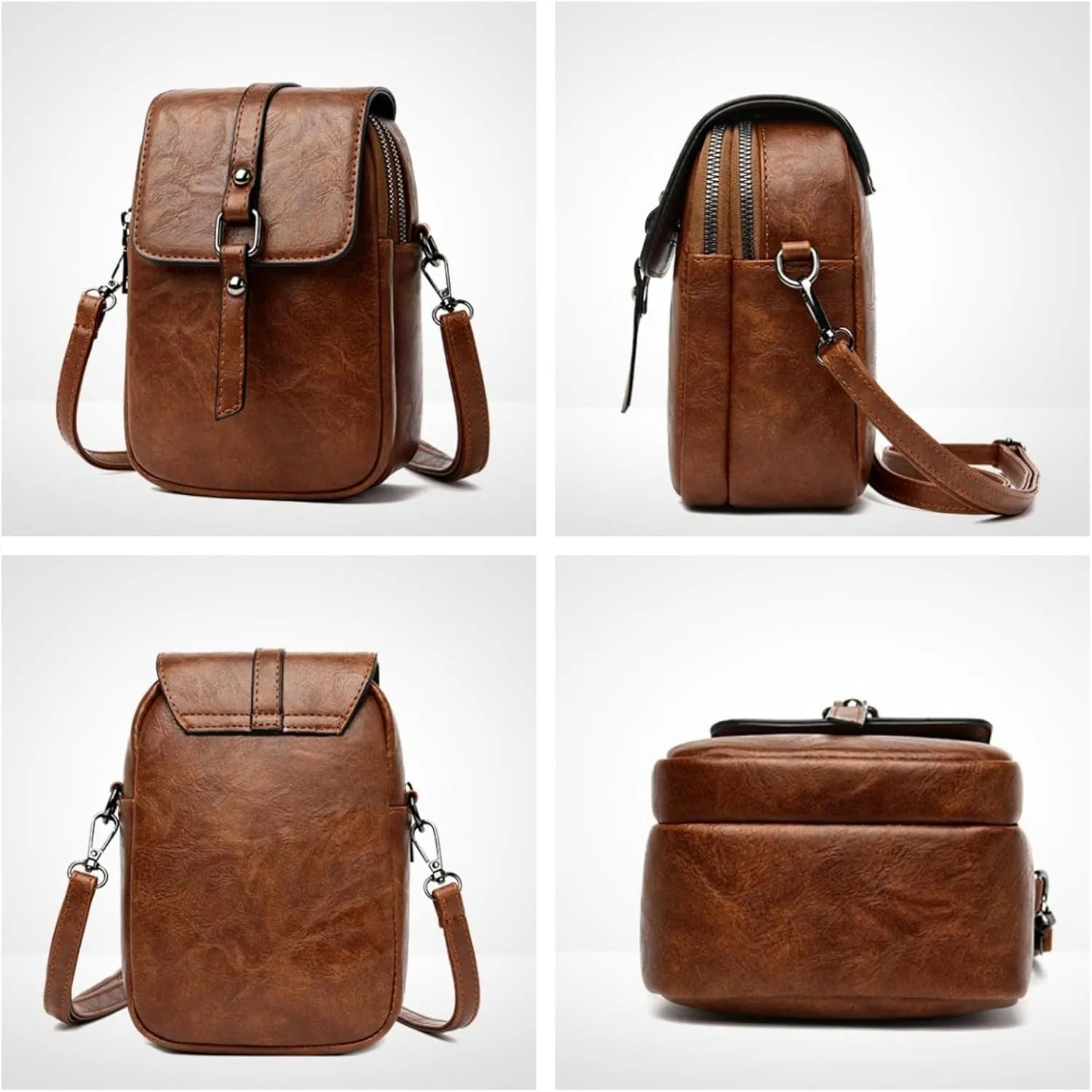 Vintage Crossbody Phone Bag for Women, crossbody bags for women Leather Shoulder Purse and Handbag with Earphone Hole