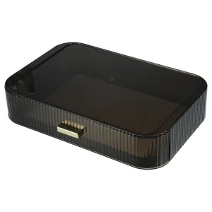 VOCOSTE Stackable Makeup Organizer Drawers - Translucent Cosmetic Organizer for Bathroom Vanity & Dresser Storage, Gray