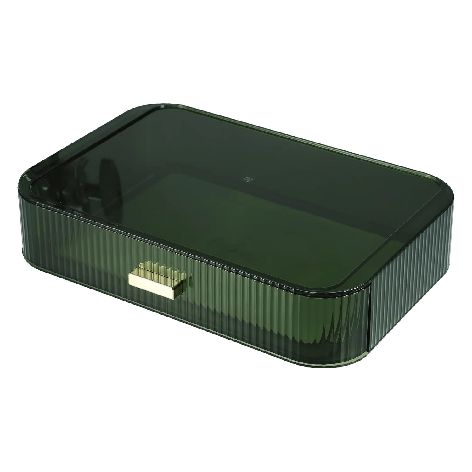 VOCOSTE Stackable Makeup Organizer, Translucent Cosmetic Drawers for Bathroom Vanity Storage, Make Up Organizer for Dresser Countertops, Green