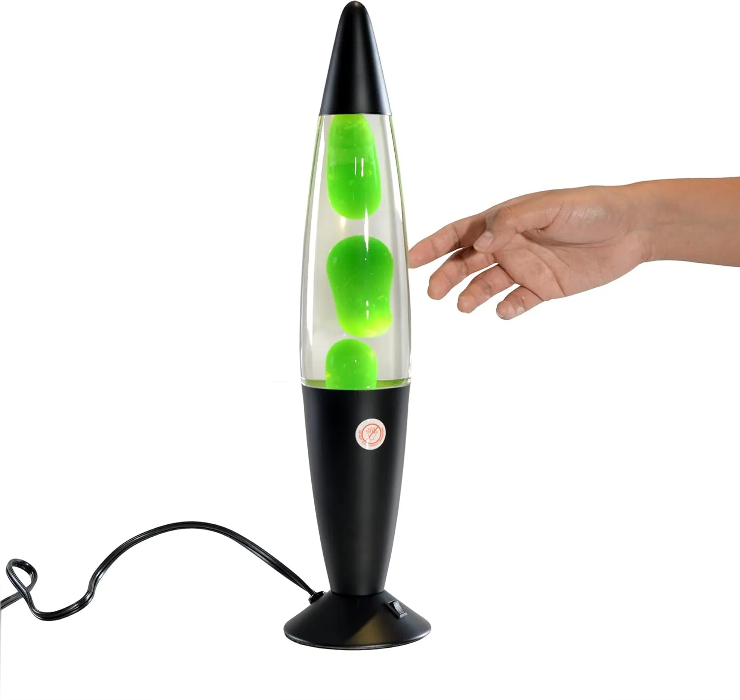 Volcan Lamp with Green Liquid Wax and Black Base 16 inch Decorative Table Lamp for Any Area of Your Home