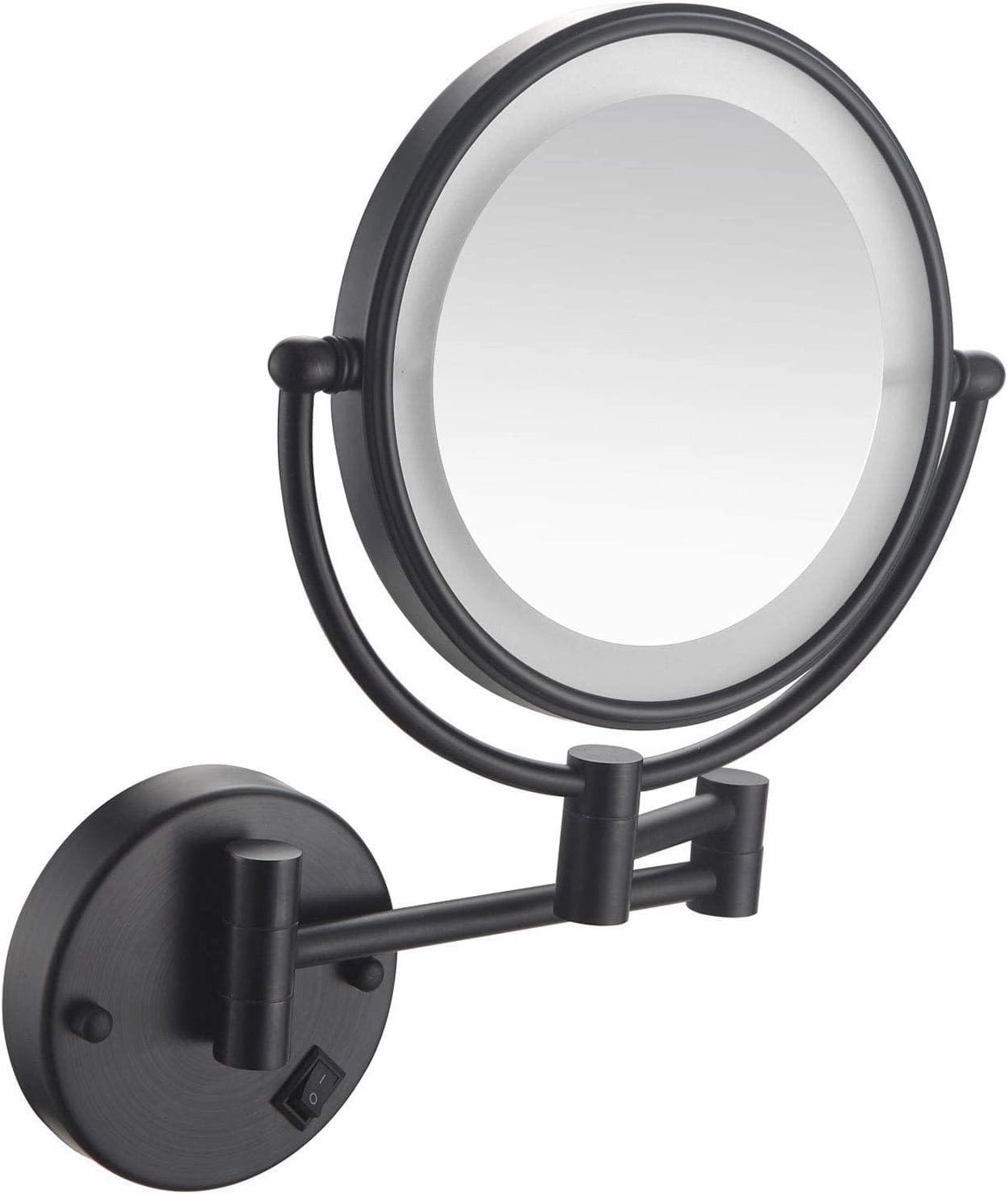 Wall Mount Makeup Mirror with Lights and Magnification 10X 8 Inch Double-Sided Swivel Wall Mounted Makeup Mirror Black Two Side 360 Swivel Cosmetic Face Extenda