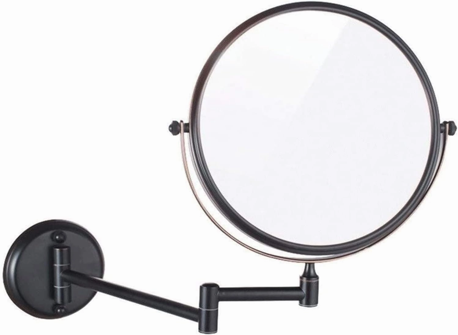 Wall-Mounted Makeup Mirror Bathroom Wall-Mounted 8-inch Cosmetic Mirror Foldable Telescopic 3X Magnifying Mirror Black