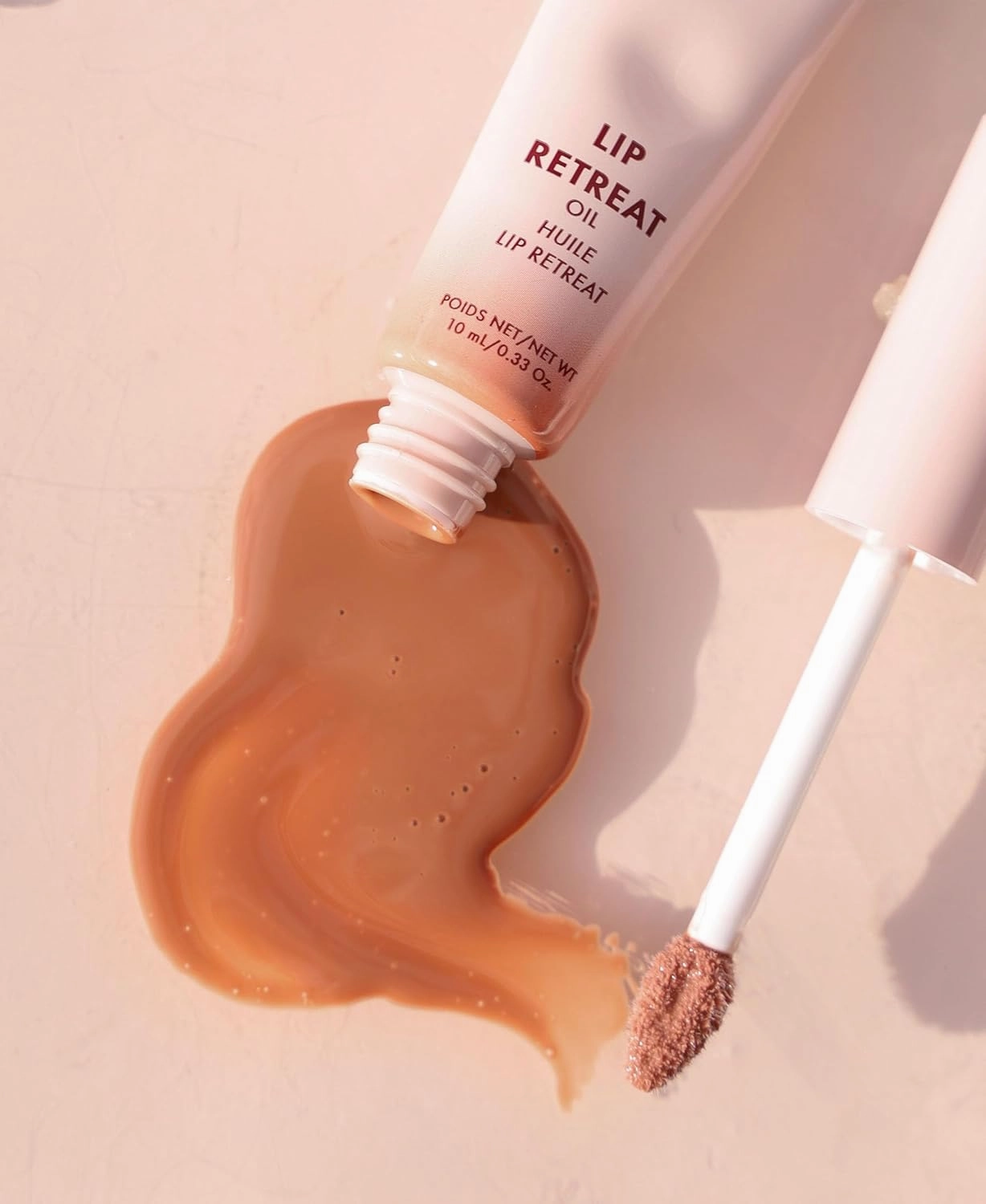 Wander Beauty Lip Retreat Oil - Skinny Dip (Nude) - 4-in-1 Tinted Oil   Moisturizing Gloss with Avocado, Vitamin E and Rosehip - Hydrating Care for Dry Lips - 0.33 fl oz