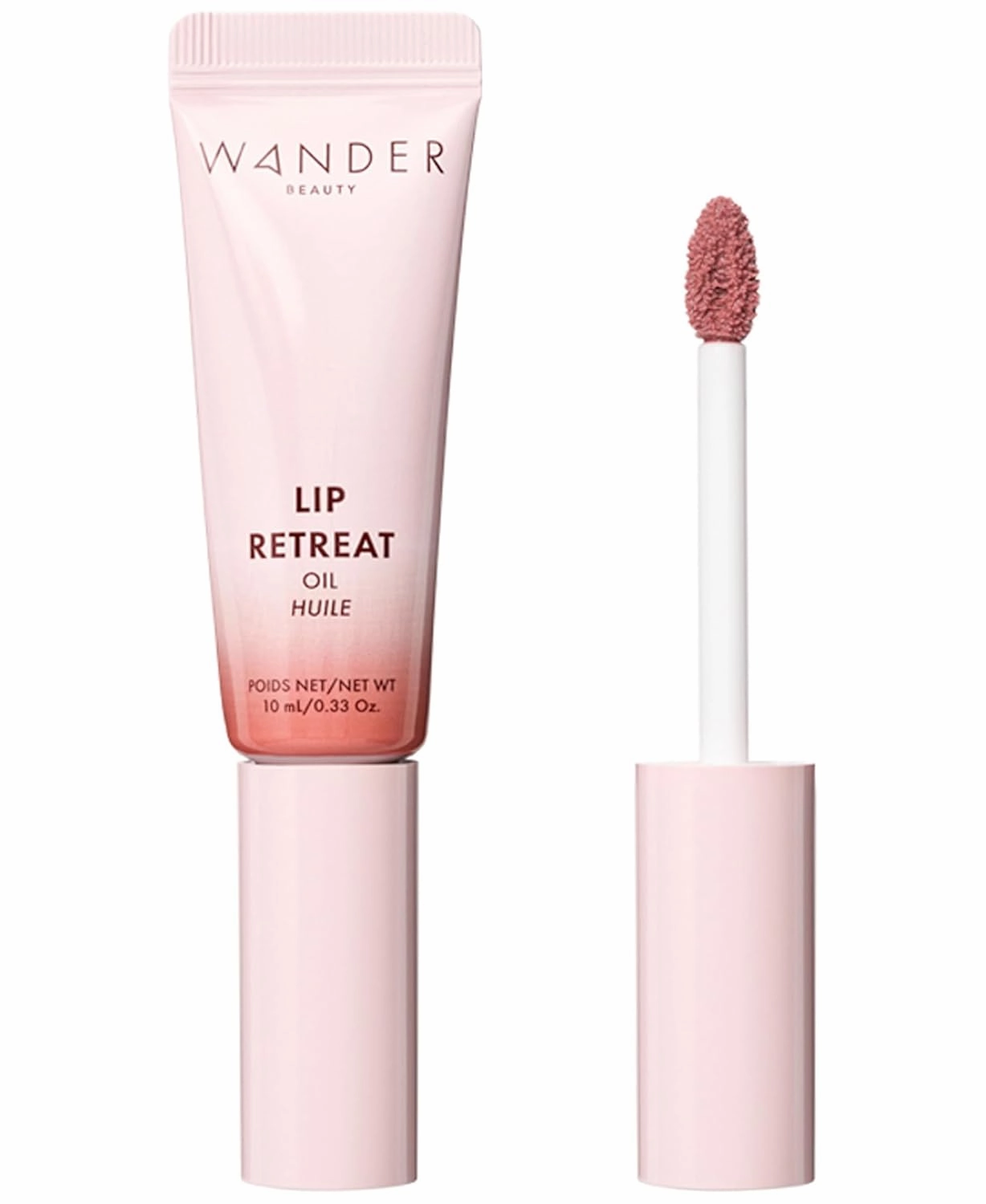 Wander Beauty Lip Retreat Oil - Skinny Dip (Nude) - 4-in-1 Tinted Oil   Moisturizing Gloss with Avocado, Vitamin E and Rosehip - Hydrating Care for Dry Lips - 0.33 fl oz