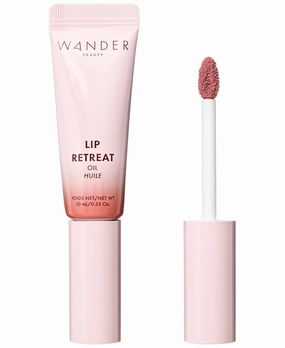 Wander Beauty Lip Retreat Oil - Skinny Dip (Nude) - 4-in-1 Tinted Oil   Moisturizing Gloss with Avocado, Vitamin E and Rosehip - Hydrating Care for Dry Lips - 0.33 fl oz