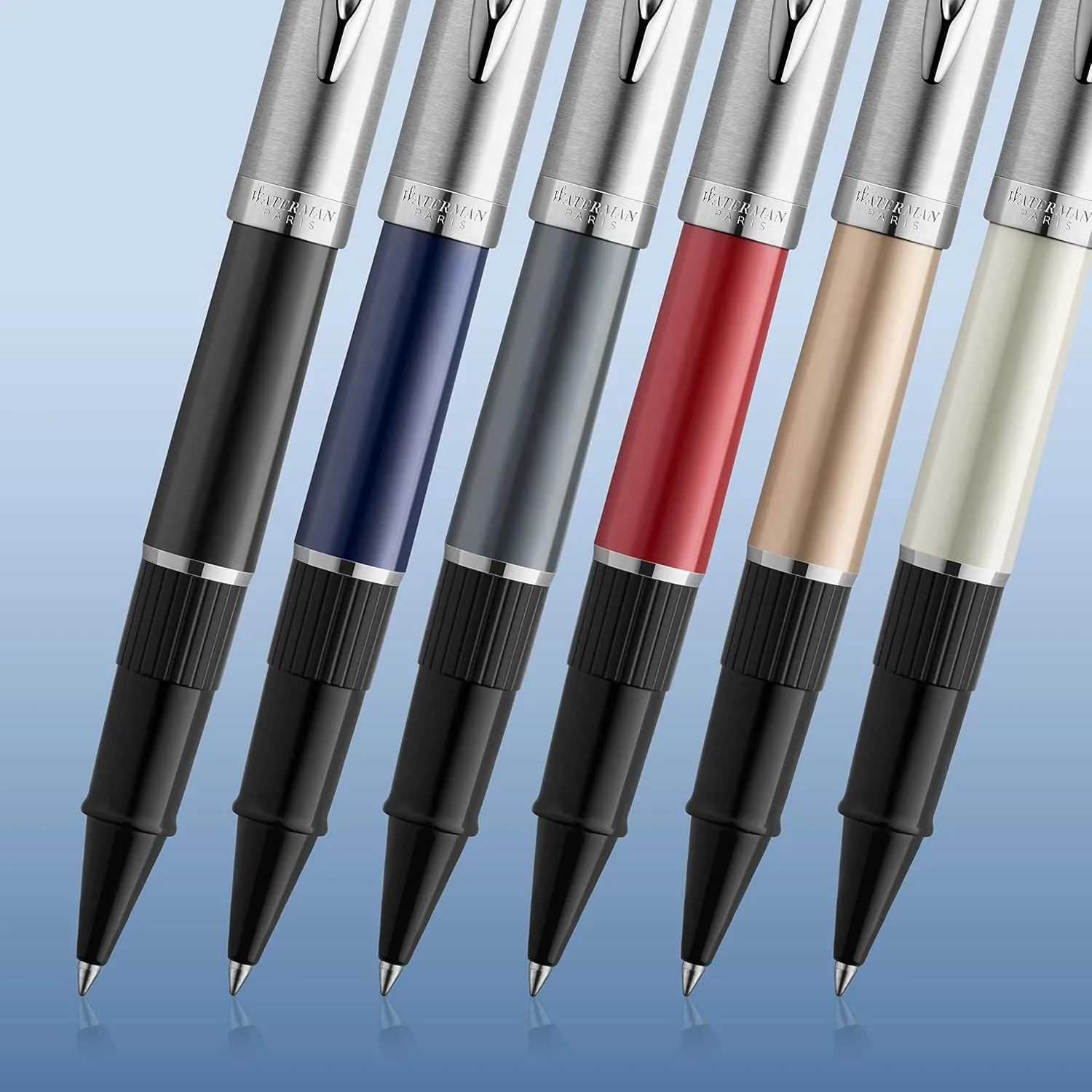 Waterman Emblème Rollerball Pen, Black with Chrome Trim, Fine Point with Black Refill, Gift Box
