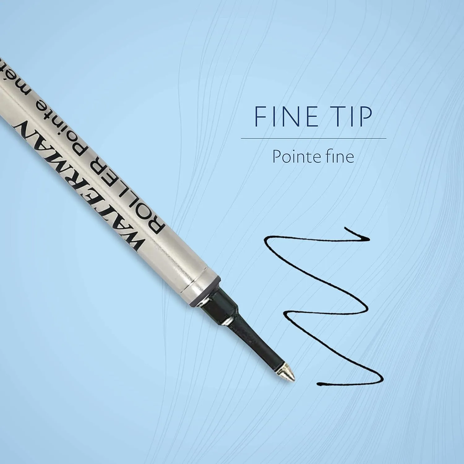 Waterman Rollerball Pen Refill, Fine Tip with Black Ink, 2 Count