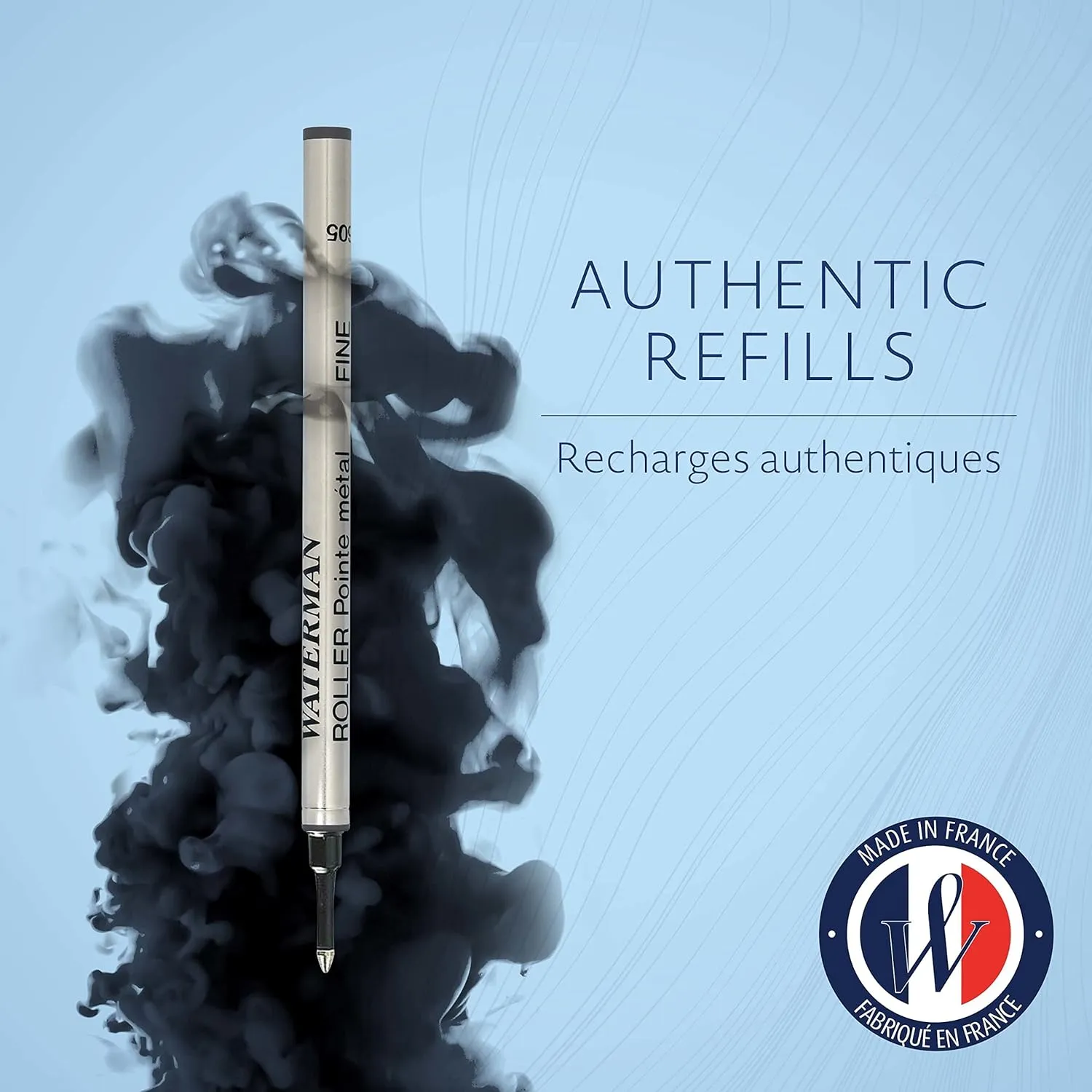 Waterman Rollerball Pen Refill, Fine Tip with Black Ink, 2 Count