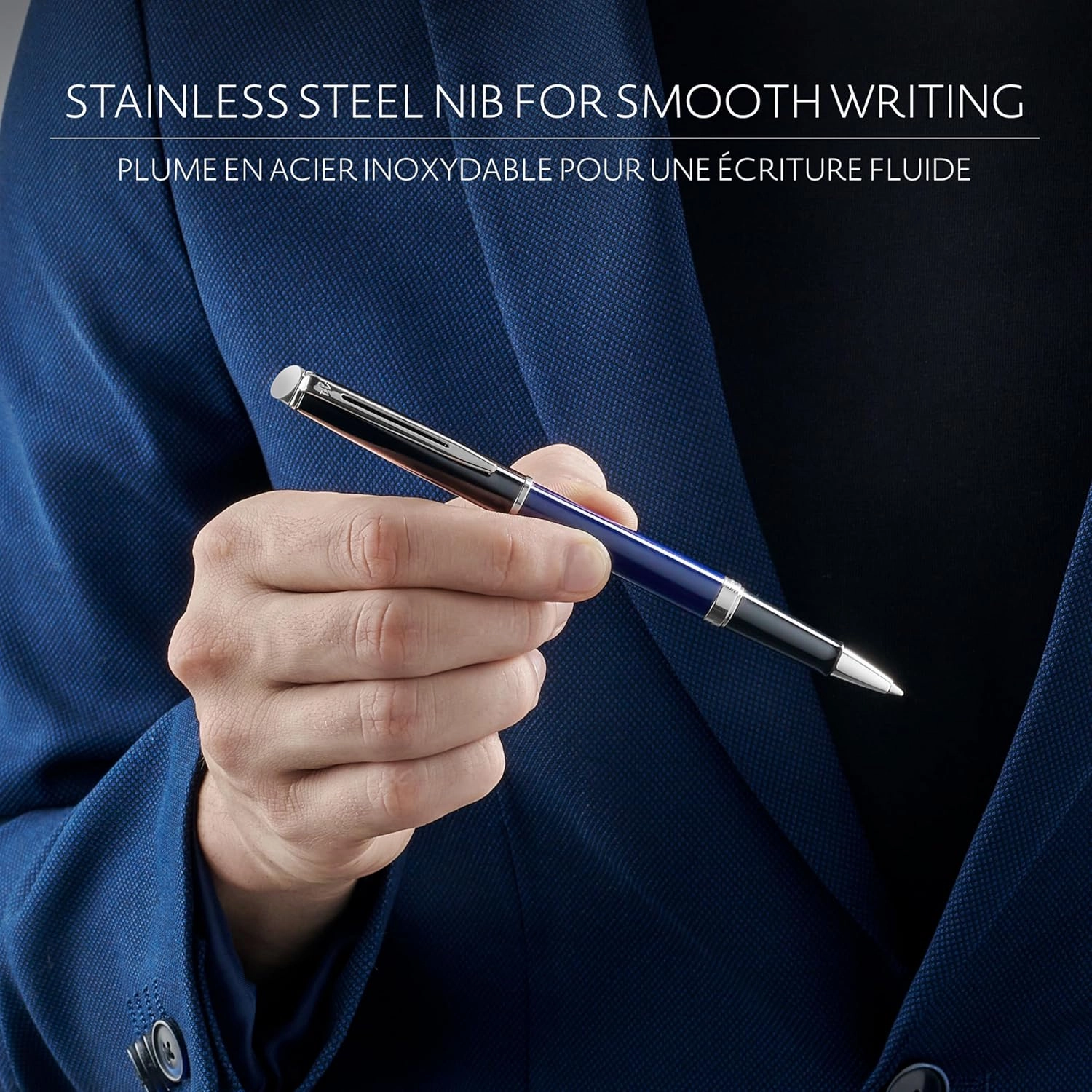 Waterman Hémisphère Rollerball Pen | Black & White Lacquer with palladium Coated Trim | Fine Point | Black Ink | Gift Box