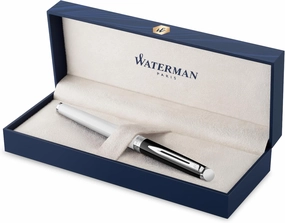 Waterman Hémisphère Rollerball Pen | Black & White Lacquer with palladium Coated Trim | Fine Point | Black Ink | Gift Box