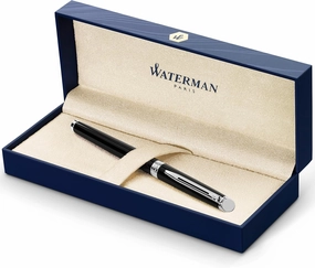 Waterman Hémisphère Rollerball Pen | Gloss Black with Chrome Trim | Fine Point | Black Ink | Gift Box