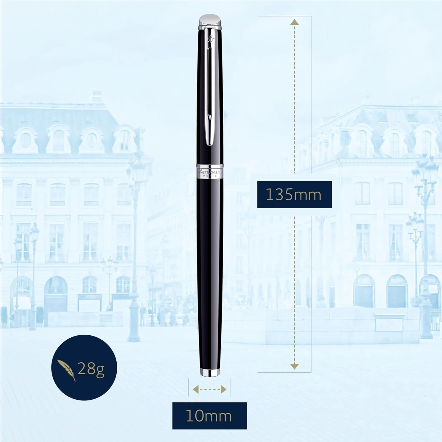 Waterman Hémisphère Rollerball Pen | Gloss Black with Chrome Trim | Fine Point | Black Ink | Gift Box