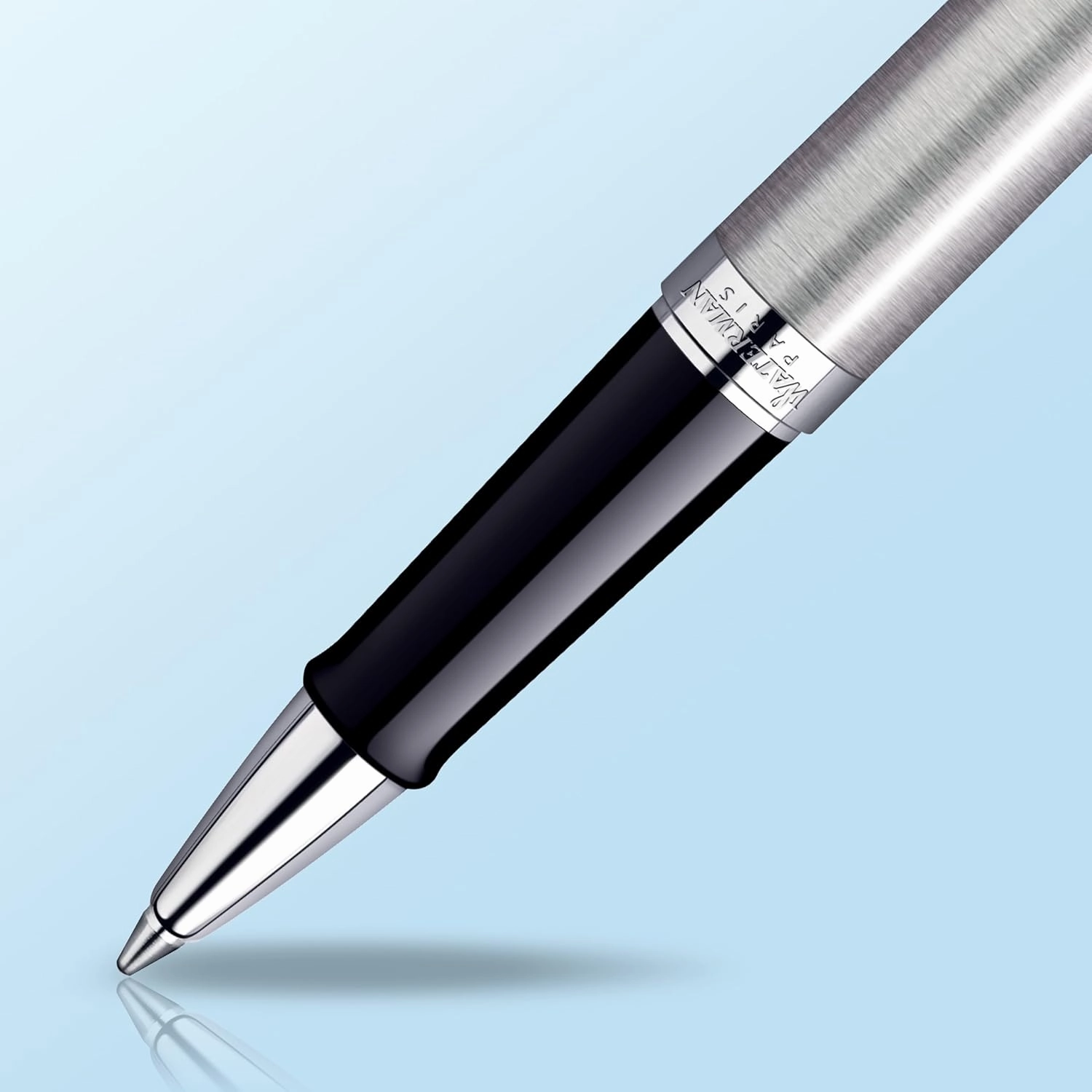 Waterman Hémisphère Rollerball Pen, Stainless Steel with Chrome Trim, Fine Point with Black Ink cartridge, Gift Box
