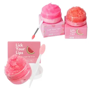 Watermelon Sugar Lip Scrub & Lip Sleeping Mask Duo to Exfoliate and Nourish Dry, Chapped Lips