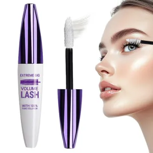 Waterproof 5D Extreme Volume Lash Mascara, Purple Mascara for Eyelashes, Length Waterproof,Natural Curling for Women Eye Makeup (White)
