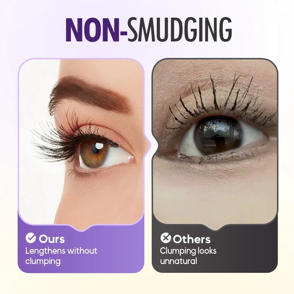Waterproof 5D Extreme Volume Lash Mascara, Purple Mascara for Eyelashes, Length Waterproof,Natural Curling for Women Eye Makeup (White)