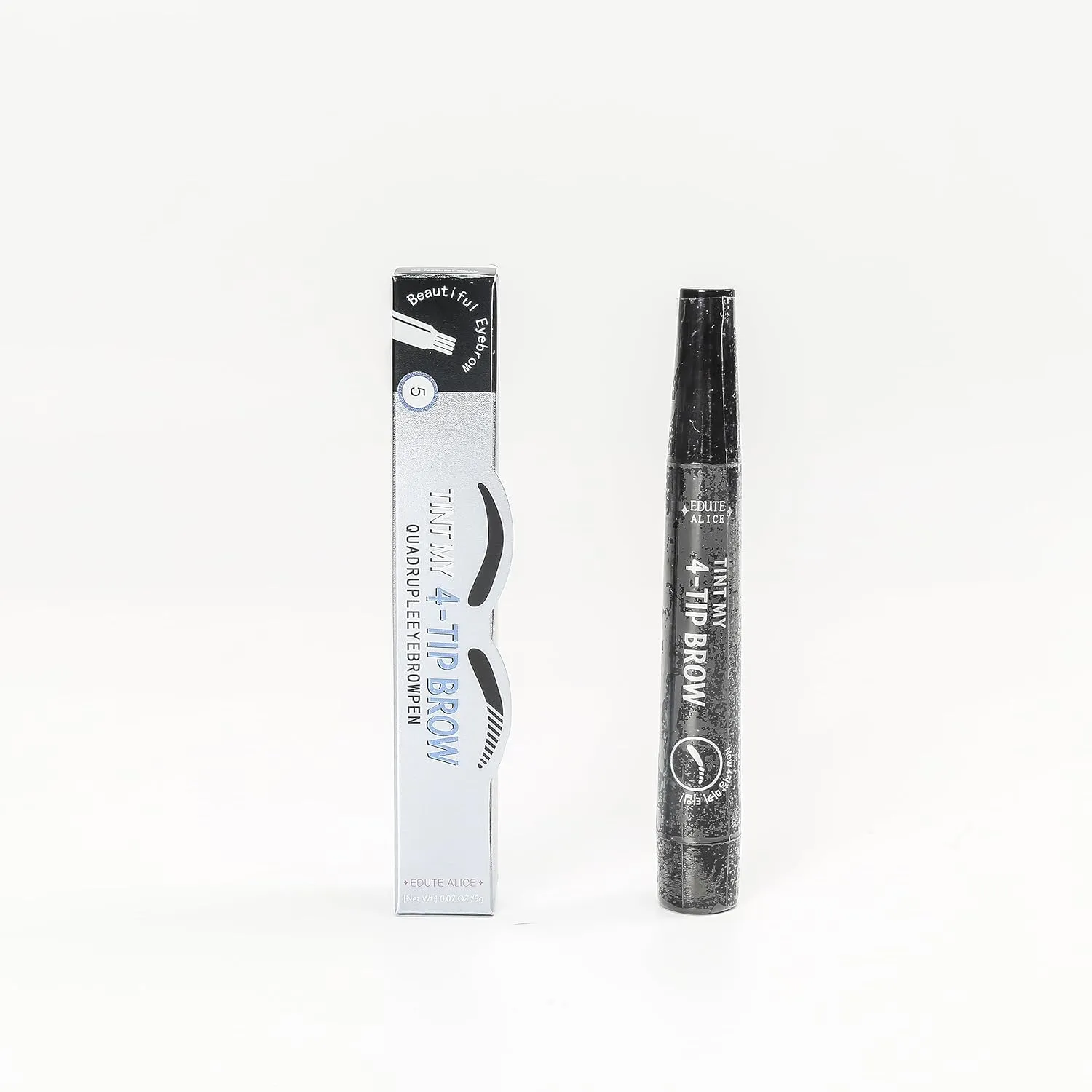 Waterproof and easy-to-color liquid eyebrow pencil with clear roots and four-headed eyebrow (03 red brown)