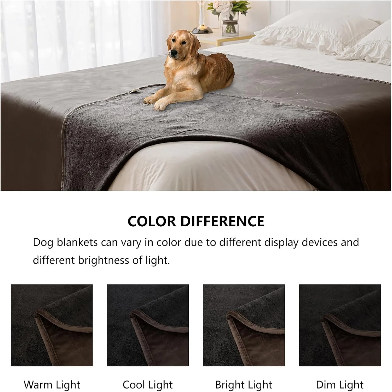 Waterproof Dog Blankets, Washable Pee Proof Pet Blanket for Couch, Soft Reversible Puppy Throw Furniture Protector Cover for Bed Sofa-52"x82",Light Brown Dark Brown