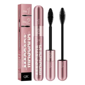 Waterproof Sweatproof Lengthening Mascara Dual Effect 2-in-1 Mascara - Black Intensify Lashes Non-Smudge Formula - Longlasting