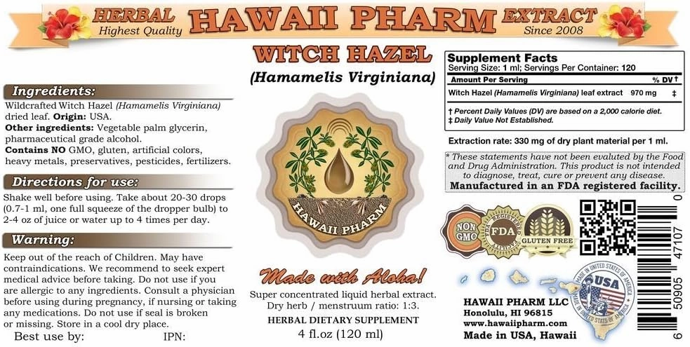 Witch Hazel (Hamamelis virginiana) Liquid Extract 2x4 fl.oz