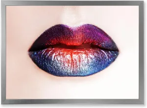 Women Lips With Bright Multicolored Lipstick Modern Framed Wall Art