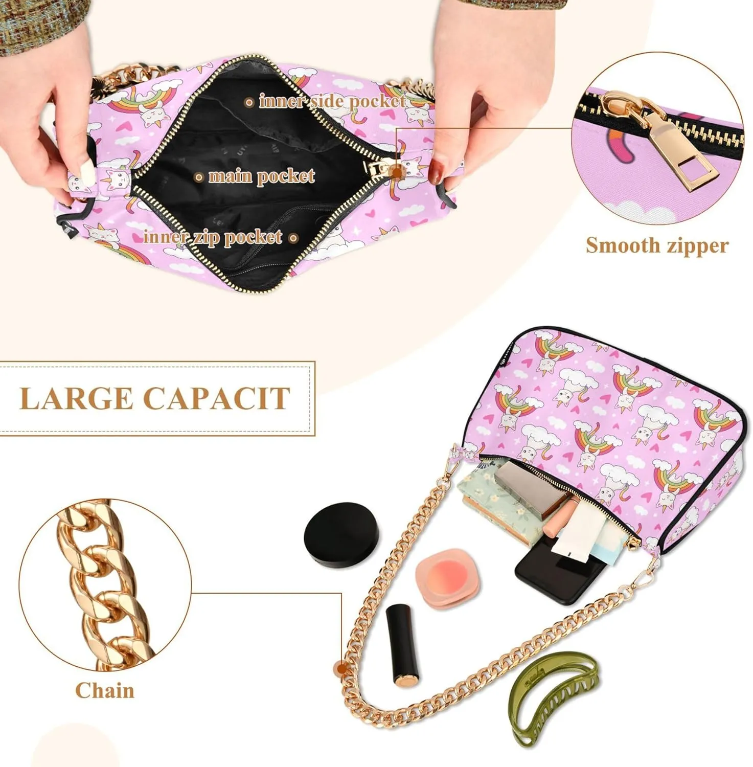 Women's Handbags Tote Crossbody Bag Stylish Purse Ladies Shoulder Bag Handbag Red Lipstick Kiss Crescent Bag