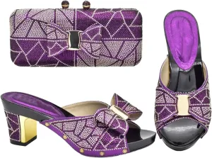 Women's Luxury Nigerian Wedding Set - Italian Silk Satin Pumps with Feather-Embellished Clutch for Red Carpet Events