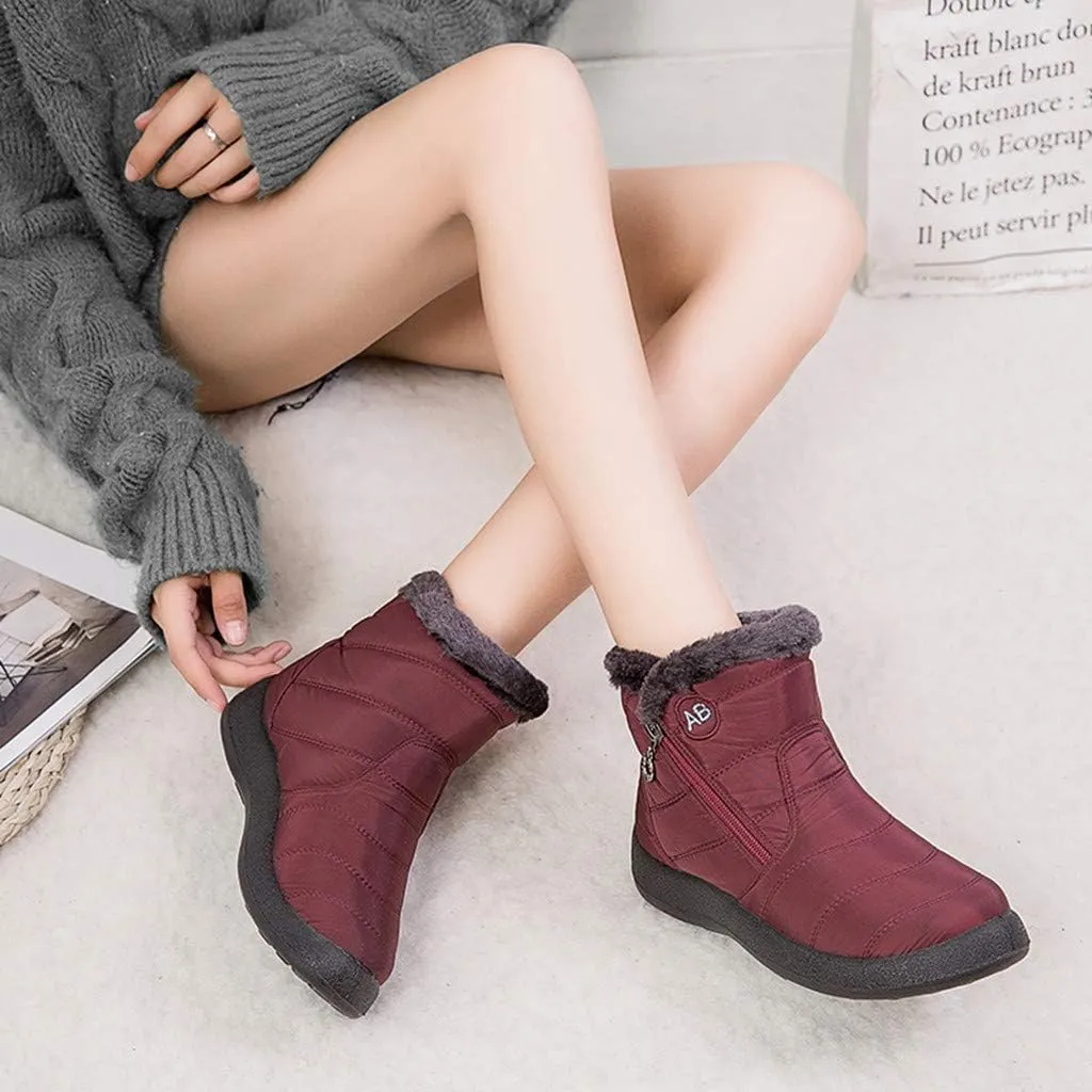 Womens Warm Boots Fur Lined Winter Snow Boots Waterproof Ankle Boots Outdoor Booties Comfortable Shoes for Women