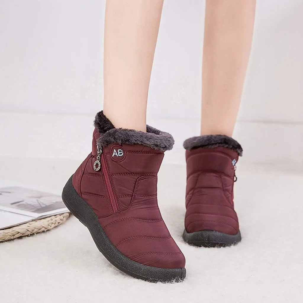 Womens Warm Boots Fur Lined Winter Snow Boots Waterproof Ankle Boots Outdoor Booties Comfortable Shoes for Women