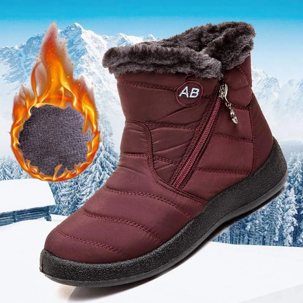 Womens Warm Boots Fur Lined Winter Snow Boots Waterproof Ankle Boots Outdoor Booties Comfortable Shoes for Women