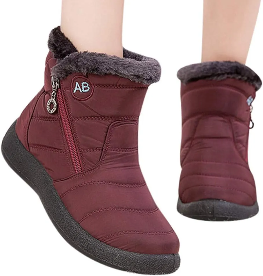 Womens Warm Boots Fur Lined Winter Snow Boots Waterproof Ankle Boots Outdoor Booties Comfortable Shoes for Women