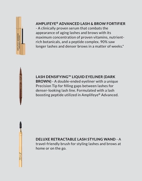 Xtreme Lashes Extend Your Beauty Rituals - Lash and Brow Care Kit - Extension Safe - Amplifeye Fortifier, Densifying Liquid Eyeliner, Deluxe Retractable Styling Wand
