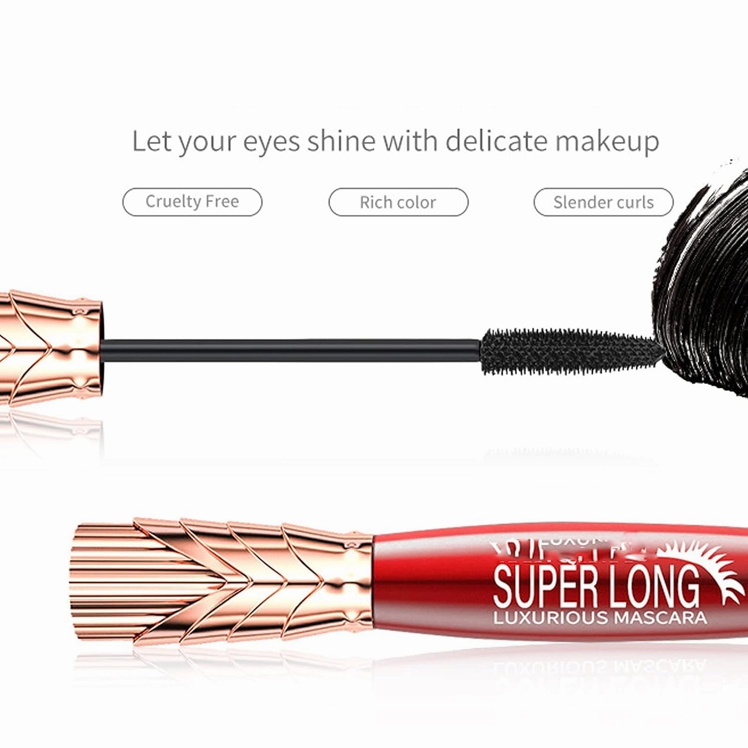 Yanquina Mascara, Yanqina Super Long Mascara, 4d Waterproof and Sweat Proof Mascara-Super Long Luxurious Mascara, Stereo Lengthening Mascara, (4pcs)