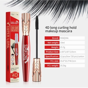 Yanquina Mascara, Yanqina Super Long Mascara, 4d Waterproof and Sweat Proof Mascara-Super Long Luxurious Mascara, Stereo Lengthening Mascara, (4pcs)
