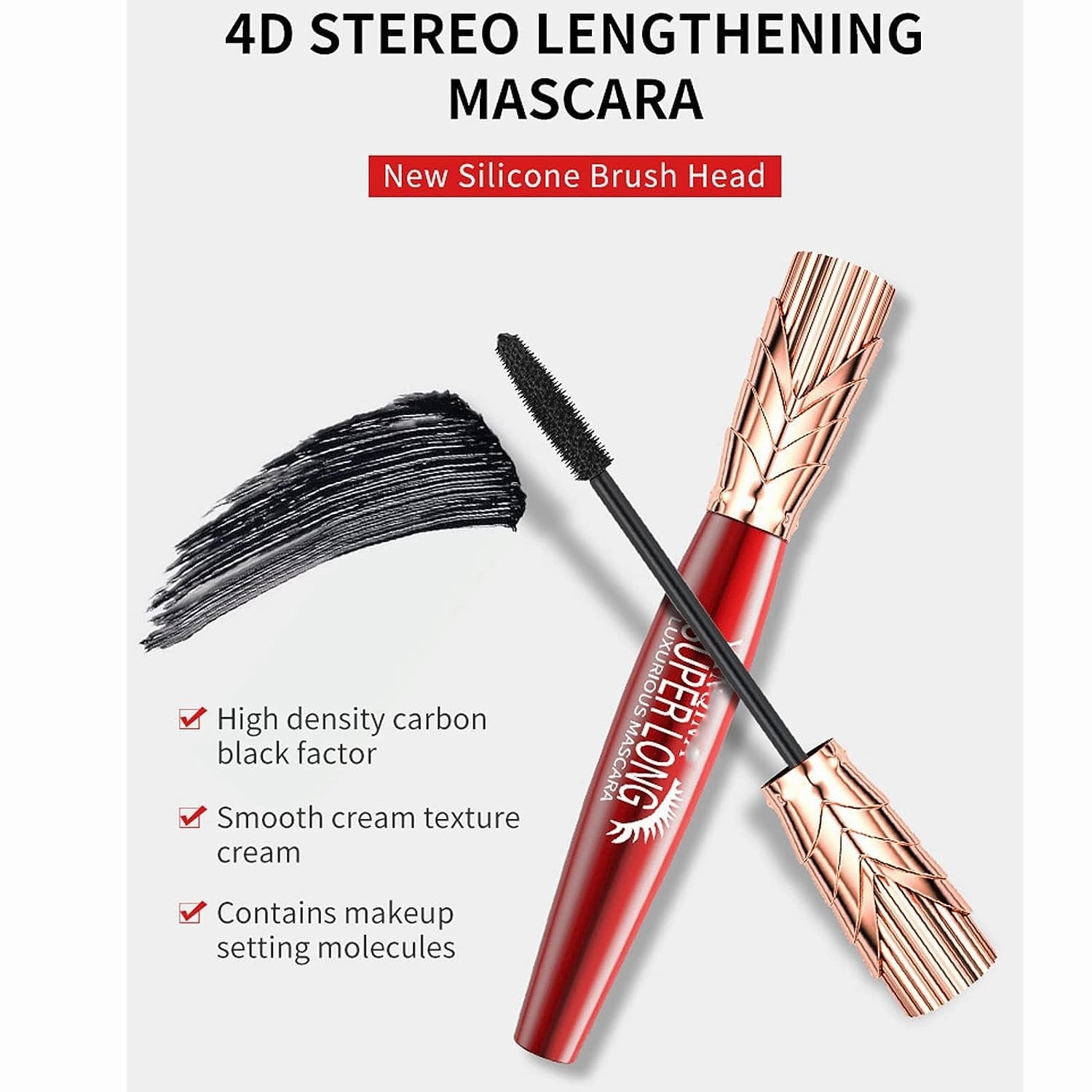 Yanquina Mascara, Yanqina Super Long Mascara, 4d Waterproof and Sweat Proof Mascara-Super Long Luxurious Mascara, Stereo Lengthening Mascara, (4pcs)