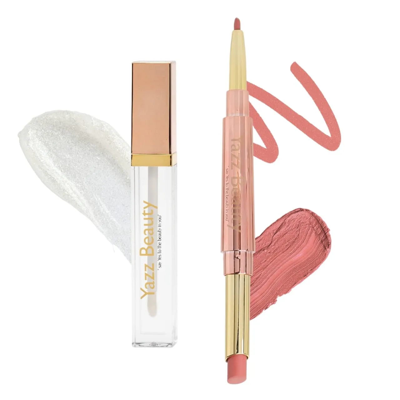 YazzBeauty 3-in-1 Lip Plumper Kit – Long-Lasting Nude Lip Liner and Lipstick Combo and Hydrating, Volumizing Lip Plumper Gloss - Complete Lip Makeover to Start Your Day