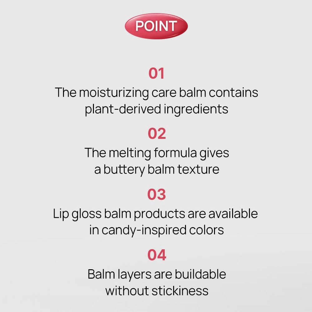 YNM Candy Gloss Balm (04 PEONY BERRY, 3g) ( 9 colors) K-beauty, Tinted, Color Lipstick Balm, Glossy, Moisture, korean, Jello lips, Non-Sticky and Long-lasting
