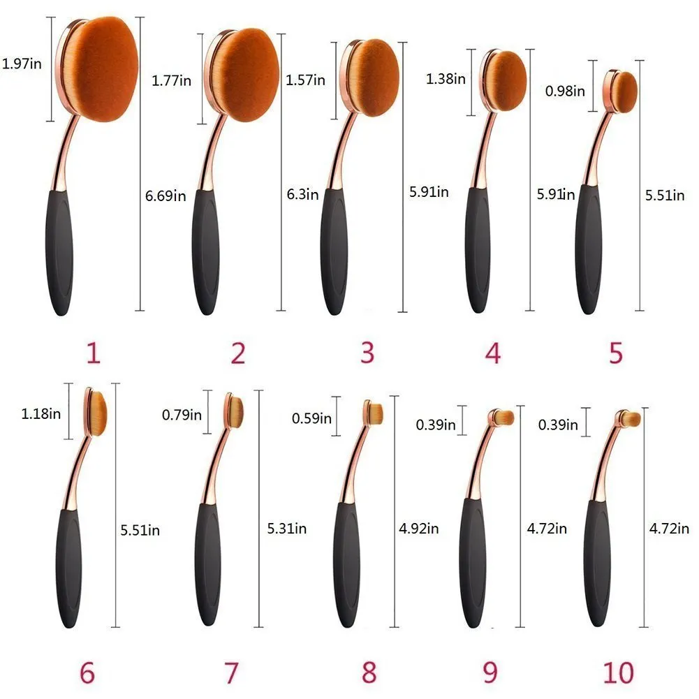 Yoseng Makeup Brushes Set 10Pcs Professional Oval Toothbrush Foundation Cream Contour Powder Blush Conceler Eyeliner Blending Brush New Fashionable Super Soft Cosmetic Brushes Tool with Box(Rose Gold)