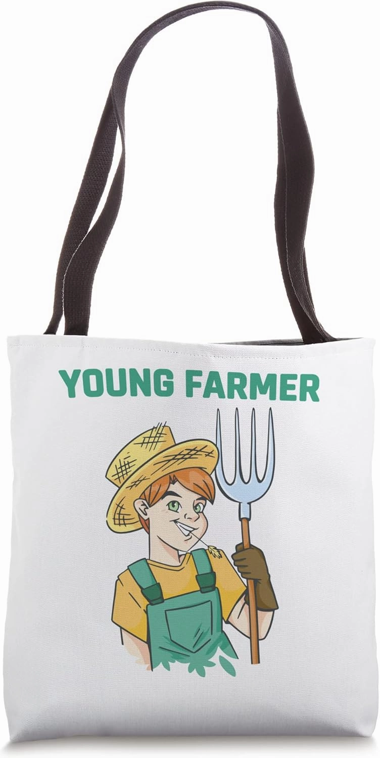 Young Farmer farm yard tractor harvest agricultural agrarian Tote Bag