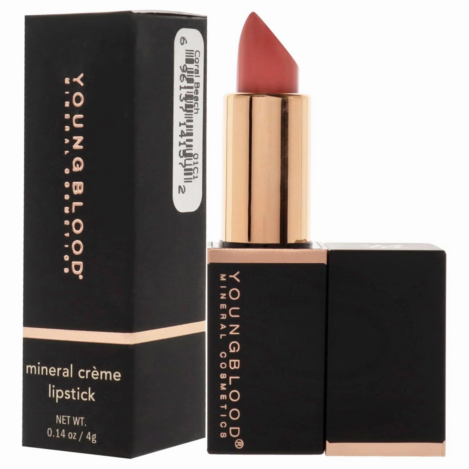 Youngblood Mineral Creme Lipstick - Coral Beach for Women - 0.14 oz Lipstick (Pack of 2)
