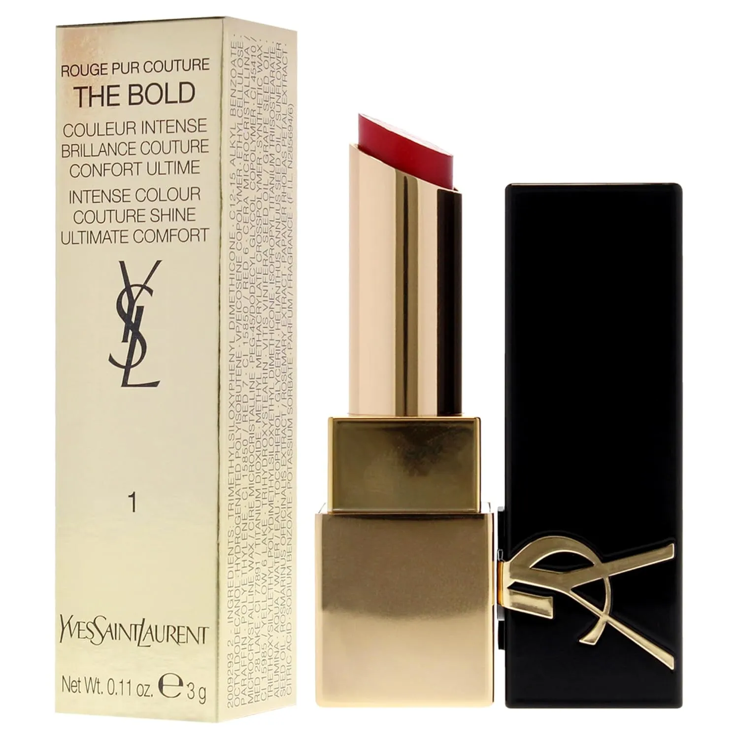 YVES SAINT LAURENT Rouge Pur Couture The Bold Lipstick - 1 Le Rouge for Women - 0.11 oz Lipstick