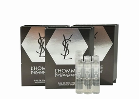 YVES SAINT LAURENT Sample Perfume MEN YSL Men L'Homme EDT Spray Trial Size Partially Filled Vials 1.2 ml / 0.04 fl oz (set of 3), Black