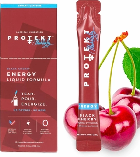Zero Sugar Energy Drinks - Keto Natural Mix, Liquid Vitamin B Drink, Organic Caffeine Blend, On-the-Go Liquid Pack, Zero Sugar Black Cherry Energy Packets by Mark Healey, Pack of 10