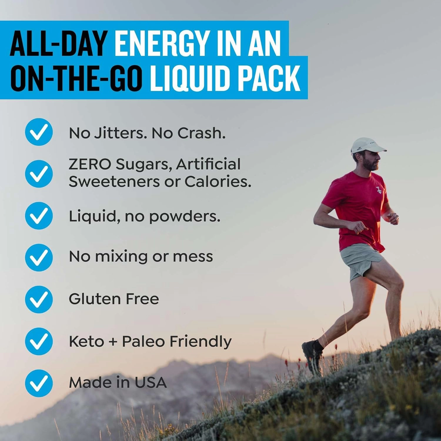 Zero Sugar Energy Drinks - Keto Natural Mix, Liquid Vitamin B Drink, Organic Caffeine Blend, On-the-Go Liquid Pack, Zero Sugar Black Cherry Energy Packets by Mark Healey, Pack of 10